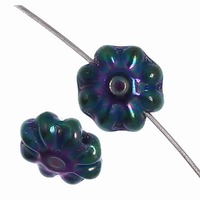 Czech Glass Daisy Beads - Purple Iris - Pack of 10