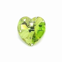 Swarovski Crystal Heart Pendant - Peridot AB