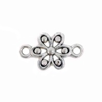 Antique Silver Metal Flowers Connector Beads - Pack of 10