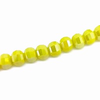 Glass Beads Faceted Square Round - Yellow AB