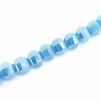 Glass Beads Faceted Square Round - Light Blue AB
