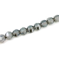 Glass Beads Faceted Square Round - Grey Brown AB