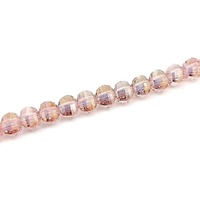 Glass Beads Faceted Square Round - Pink AB x 6mm
