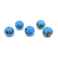Butterfly Blue Round Glass Beads 8mm x 10