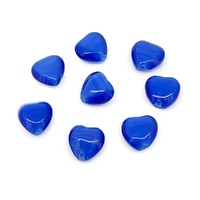 Sapphire Blue Glass Heart Cats Eye Beads 6mm