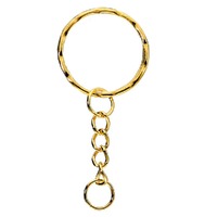 Split Key Ring With Chain - Embossed Gold
