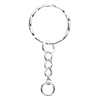Split Key Ring With Chain - Embossed Silver