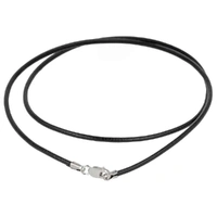 Leather Necklace Cord with Sterling Silver Clasp - Black 18"