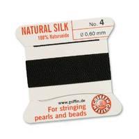 Silk Bead Cord by Griffin including Beading Needle - Black #4
