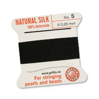 Silk Bead Cord by Griffin including Beading Needle - Black #5