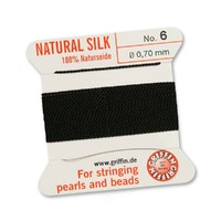 Silk Bead Cord by Griffin including Beading Needle - Black #6