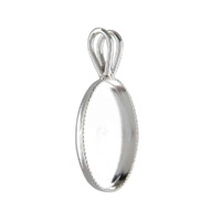 Beaded Bezel Pendant Setting - Sterling Silver Oval 14x10mm