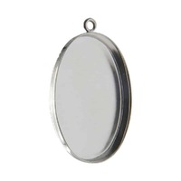 Sterling Silver Oval Bezel Setting with Ring x 25mm