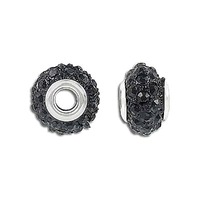 Metal Bead - Rhinestone Crystal Jet Black x 14mm