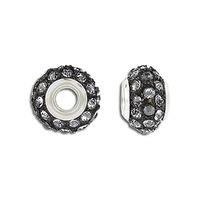 Metal Bead - Rhinestone Crystal Black Diamond x 14mm