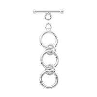 Sterling Silver Round Toggle Clasp with Three Ring Extender