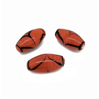 Thunderbird Red Tribal Glass Beads - 22mm x 10