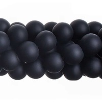 Semi-Precious Gemstone Round Beads - Black Stone Natural Matte Dyed
