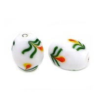 Large Tribal Glass Beads - Snow Fern x 22mm