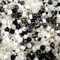 Czech Glass Seed Beads Size 8/0 - Black and White Mix
