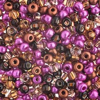 Czech Glass Seed Beads Size 6/0 - Hot Pink Copper Mix