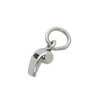 Sterling Silver Charm with Jump Ring - Small Refs Whistle