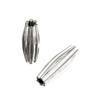 Metal Pleated Tube Beads - Silver Plated 13mm x 10