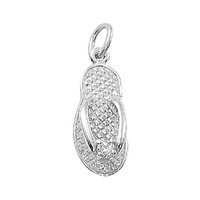 Sterling Silver Charm with Jump Ring - Flip-Flop Cubic Zirconia