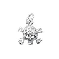 Sterling Silver Charm - Skull and Crossbones Cubic Zirconia