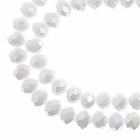 Crystal Lane Faceted Rondelle Beads - Opaque White AB