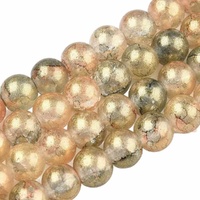 Crackle Glass Beads - Golden Oasis 8mm x 10