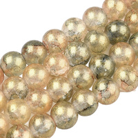 Crackle Glass Beads - Golden Oasis 8mm x 10