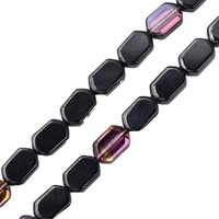 Flat Oval Glass Beads - Orchid Nightfall x 9mm