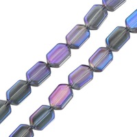 Flat Oval Glass Beads - Rose Quartz Mist x 9mm