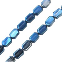 Flat Oval Glass Beads - Electric Slate x 9mm