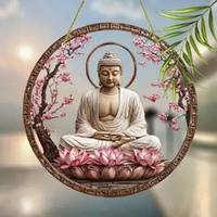 Acrylic Suncatcher Disc – Tranquil Buddha Lotus (Large)