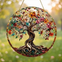 Acrylic Suncatcher Disc – Tree of Life Blossoms (Large)