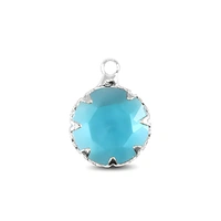 Crystal Glass Charm – Aquamarine Blue Silver 13mm