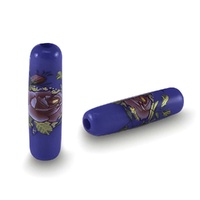 Glass Tube Flower Beads – Cobalt Blue Rose 20x6mm (Pack of 6)