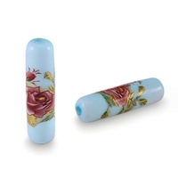 Glass Tube Flower Beads – Sky Blossom Rose 20x6mm (Pack of 6)