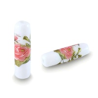 Glass Tube Flower Beads – Ivory Rose Garden 20x6mm (Pack of 6)