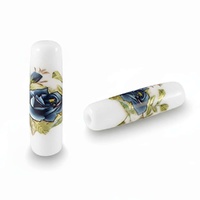 Glass Tube Flower Beads – Moonlight Rose 20x6mm (Pack of 6)