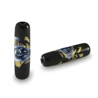 Glass Tube Flower Beads – Midnight Blue Rose 20x6mm (Pack of 6)