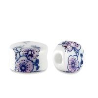 Ceramic Disc Beads – Purple Blossom Flower 8x5mm (Pack of 10)