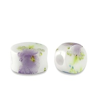 Ceramic Disc Beads – Lavender Garden 8x5mm (Pack of 10)