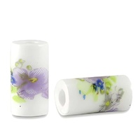 Ceramic Tube Beads – Lavender Garden 11x6mm (Pack of 10)