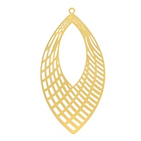 Stainless Steel Bohemian Leaf Charm – Gold 56x29mm