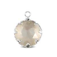 Crystal Glass Charm – Black Diamond Silver 13mm