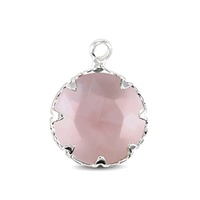 Crystal Glass Charm – Rose Peach Silver 13mm