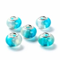 Large Hole Resin Beads – Ocean Mist Glow Rondelle | Pack of 10